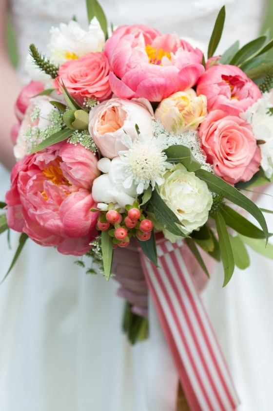 Urban Petals, Greenville Florist, High Hampton Inn, Mark Lopez Photography, peonies, coral and white wedding flowers, ranunculus, coral and white reception centerpieces, Anna Stouffer, Southern Wedding, Mountain Wedding